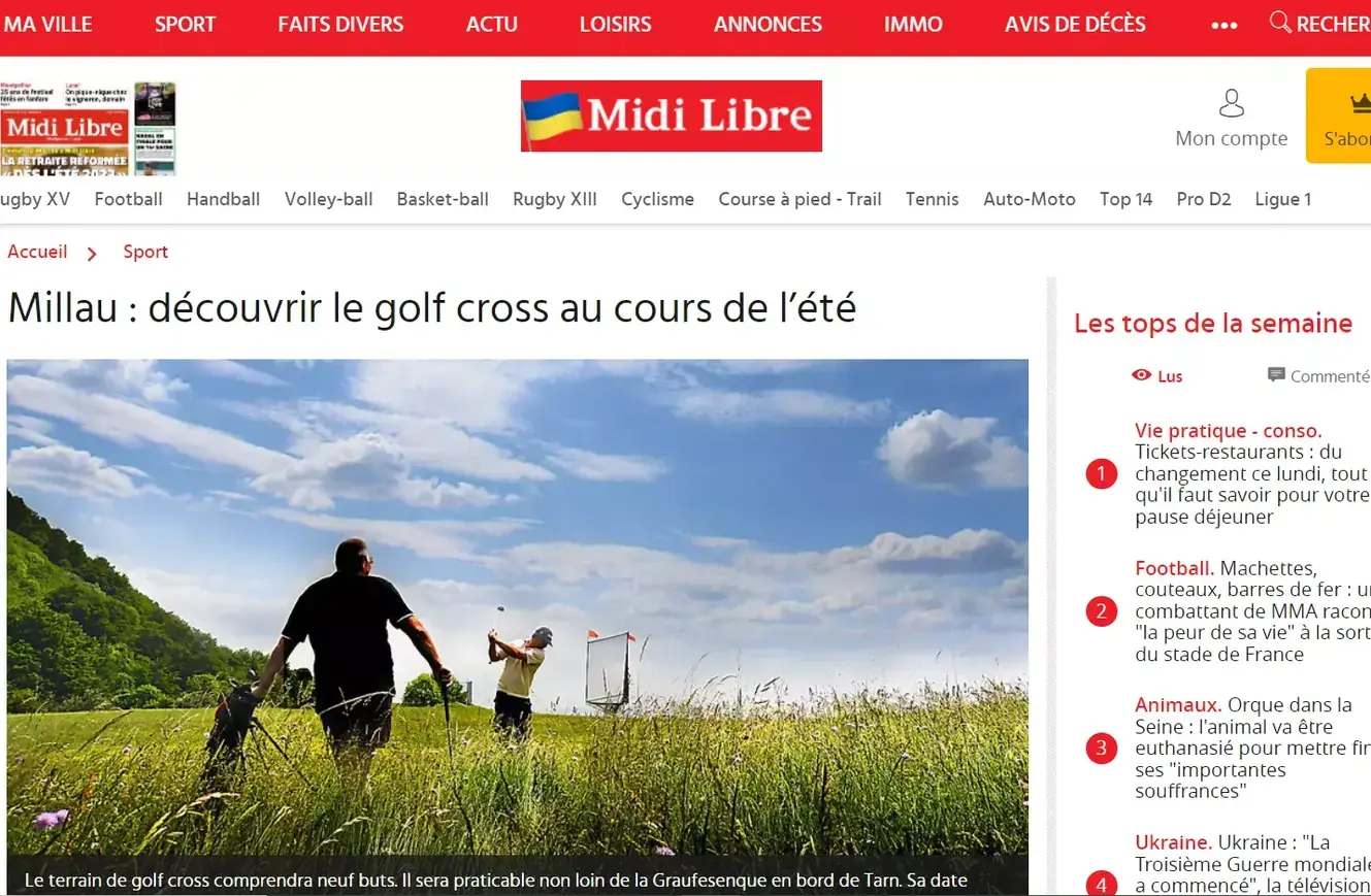 Article de presse journal de millau sur le parc Ludi Golf Parc